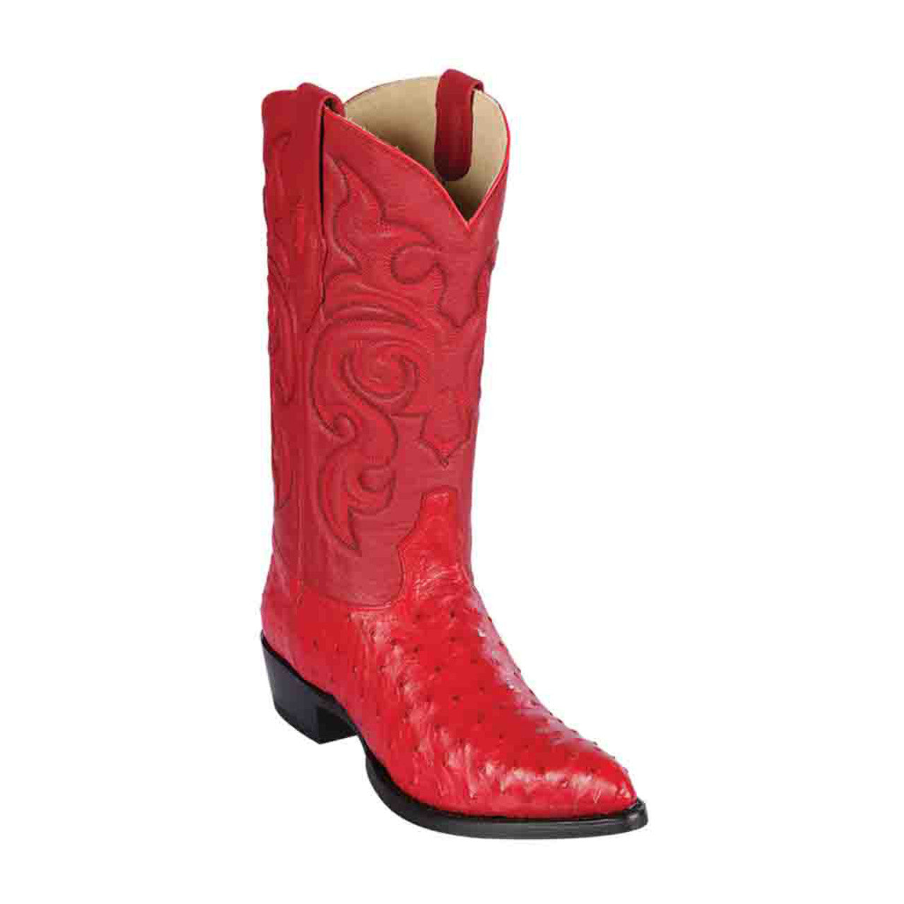 Los Altos Red Full Quill Ostrich Boots