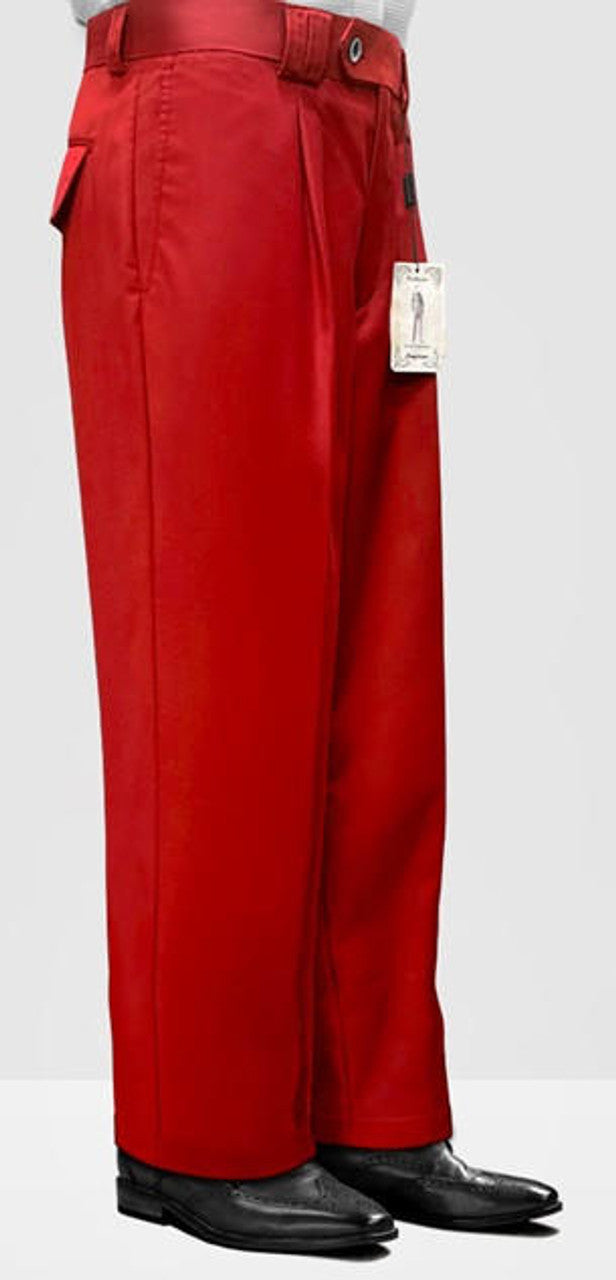 Baggy Leg Pleated Red Dress Pants for Men