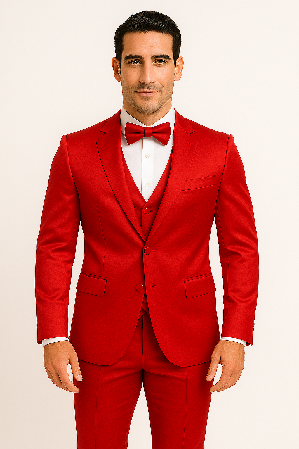 Elite Red Satin Suit for Formal Events