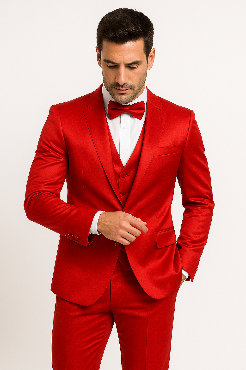 Elite Red Satin Suit for Formal Events
