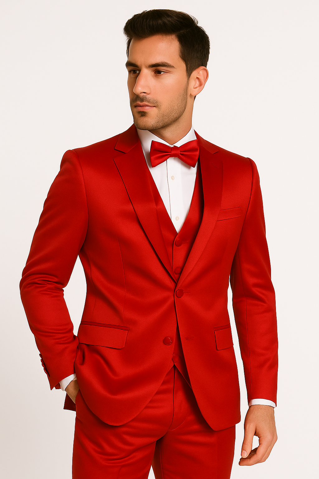 Elite Red Satin Suit for Formal Events