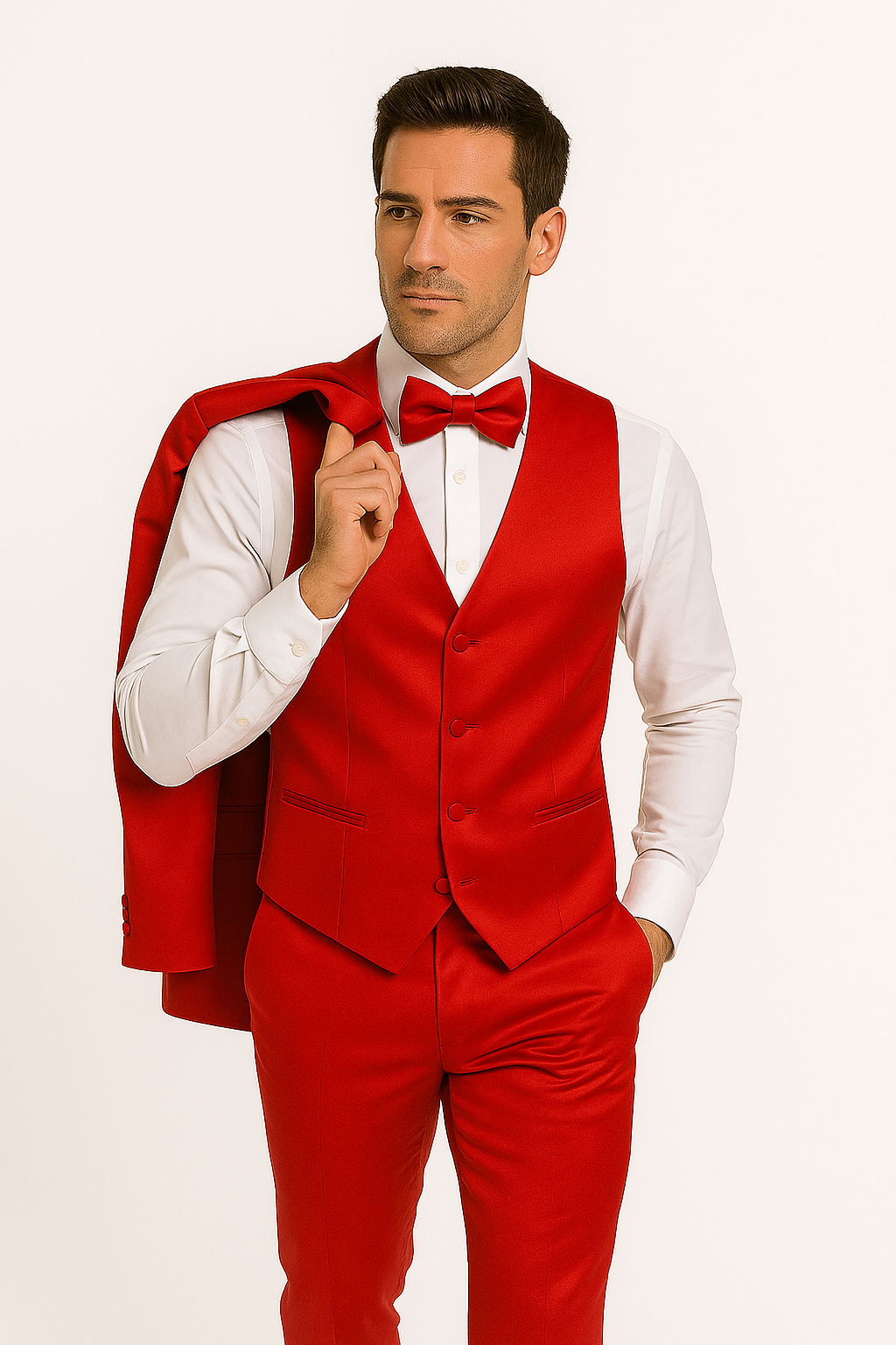 Elite Red Satin Suit for Formal Events