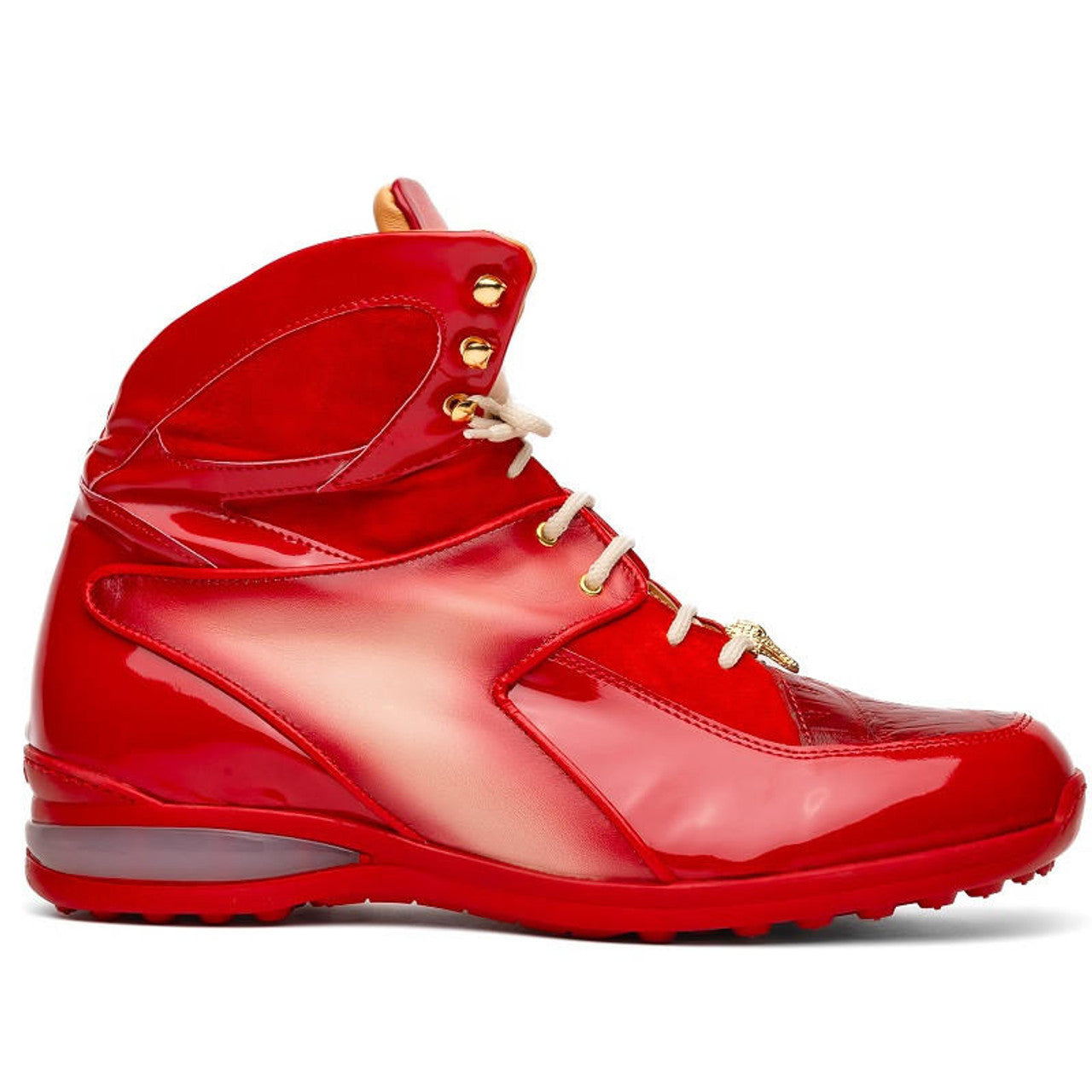 Men's Mauri Patent Red Croc Hightop Diamond Sneakers