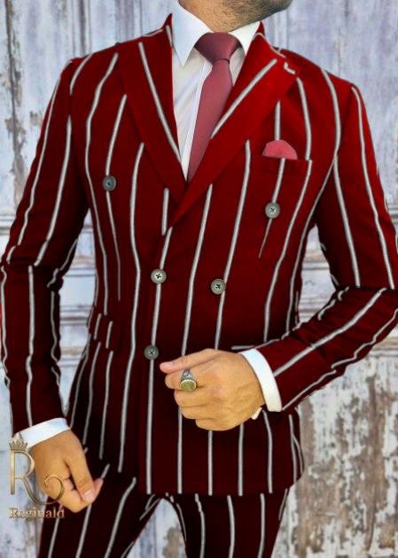 1920s Burgundy Pinstripe Gangster Suit