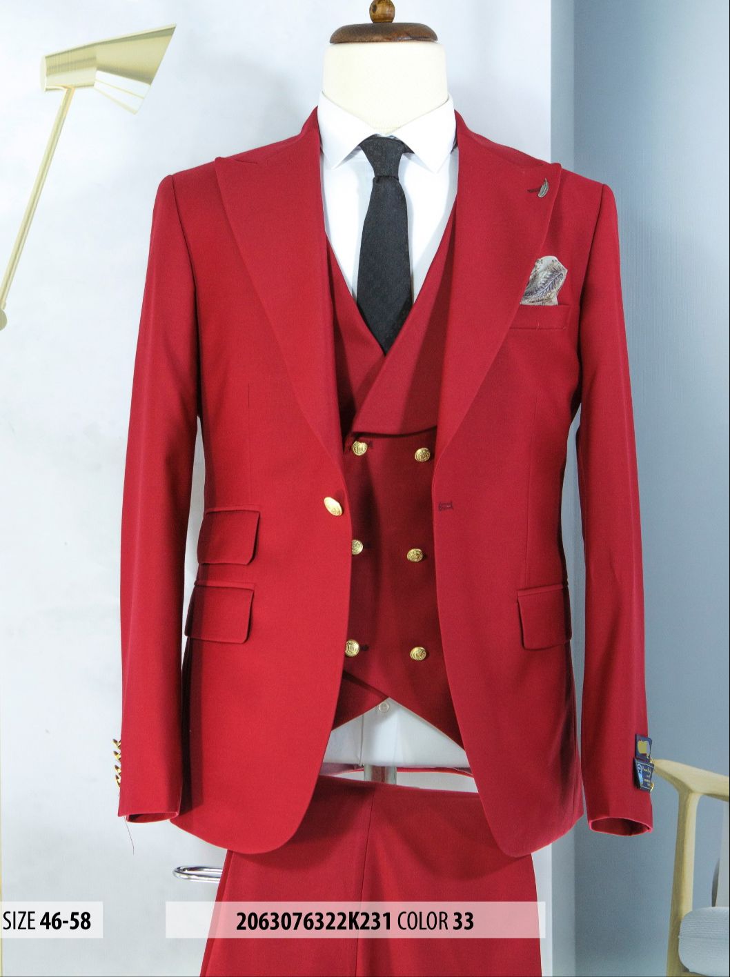 Ivory & Gold Button Cream Peak Lapel Wedding Suit