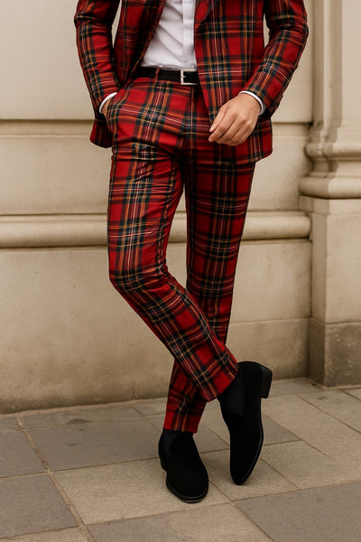 red-plaid-slim-fit-pants