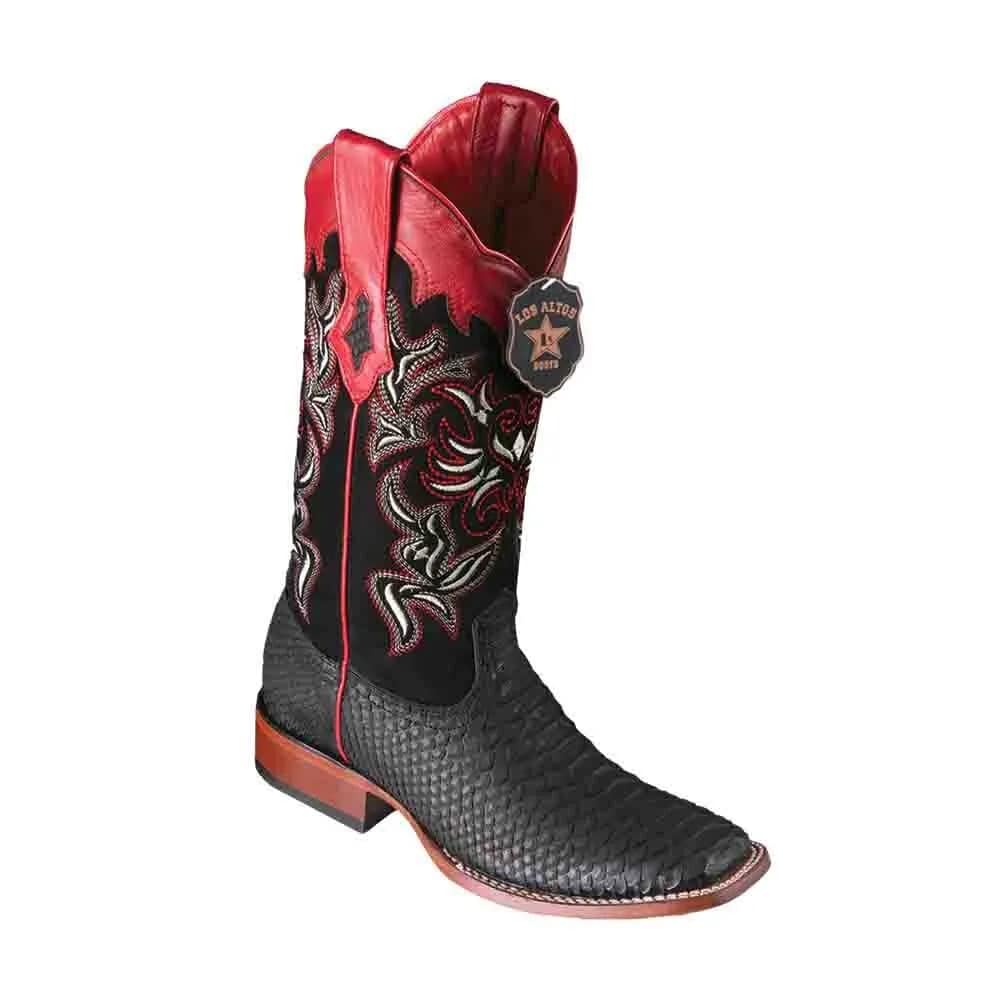 Los Altos Python Black Square Toe Womens Boot
