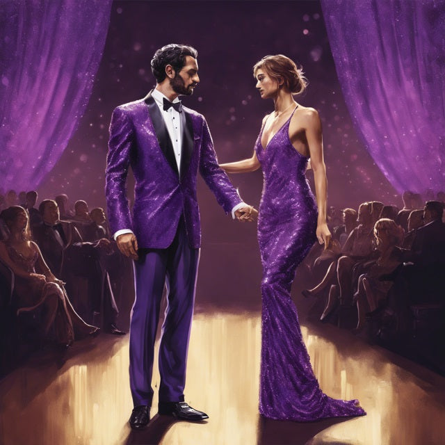 Purple Sequin Metallic Stage Tuxedo Suit