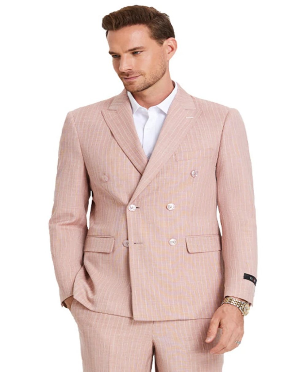 Slim Double Breasted Rose Pinstripe Suit