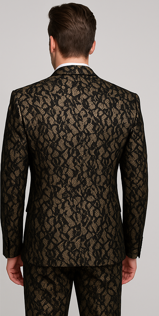 Gold & Black Slim Fit Designer Tuxedo