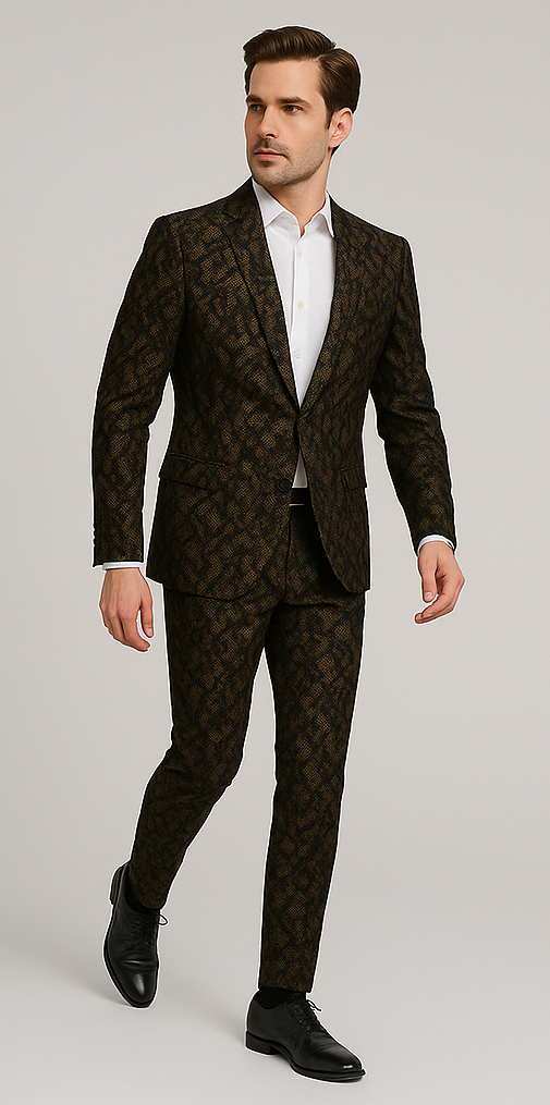 Gold & Black Slim Fit Designer Tuxedo