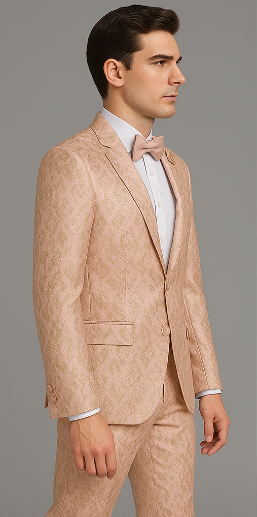 Rossi Man Leo RM1903 Pink & Gold Designer Tuxedo