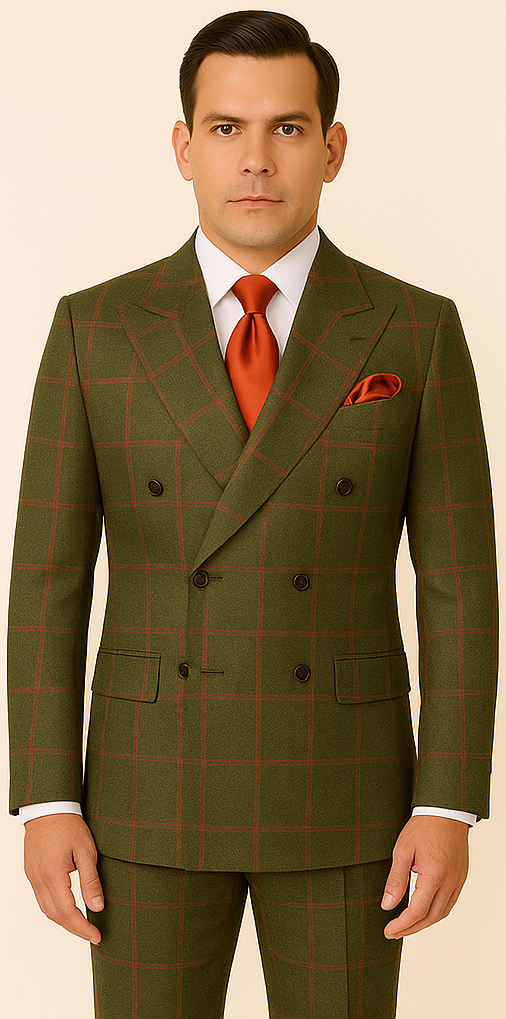 Double-Breasted Rich Green Suit for Men