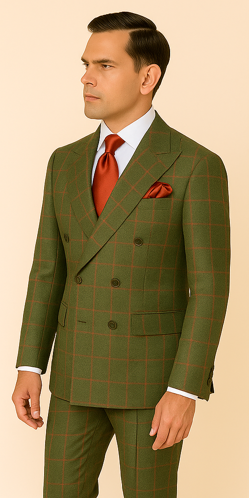 Double-Breasted Rich Green Suit for Men
