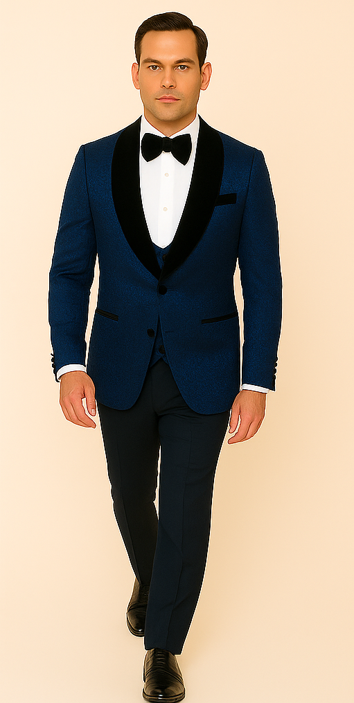 Rossi Man RM1483 Smoking Style Slim 3-Piece Tuxedo