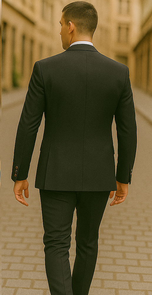 Rossiman Classic Black Peak Lapel Suit