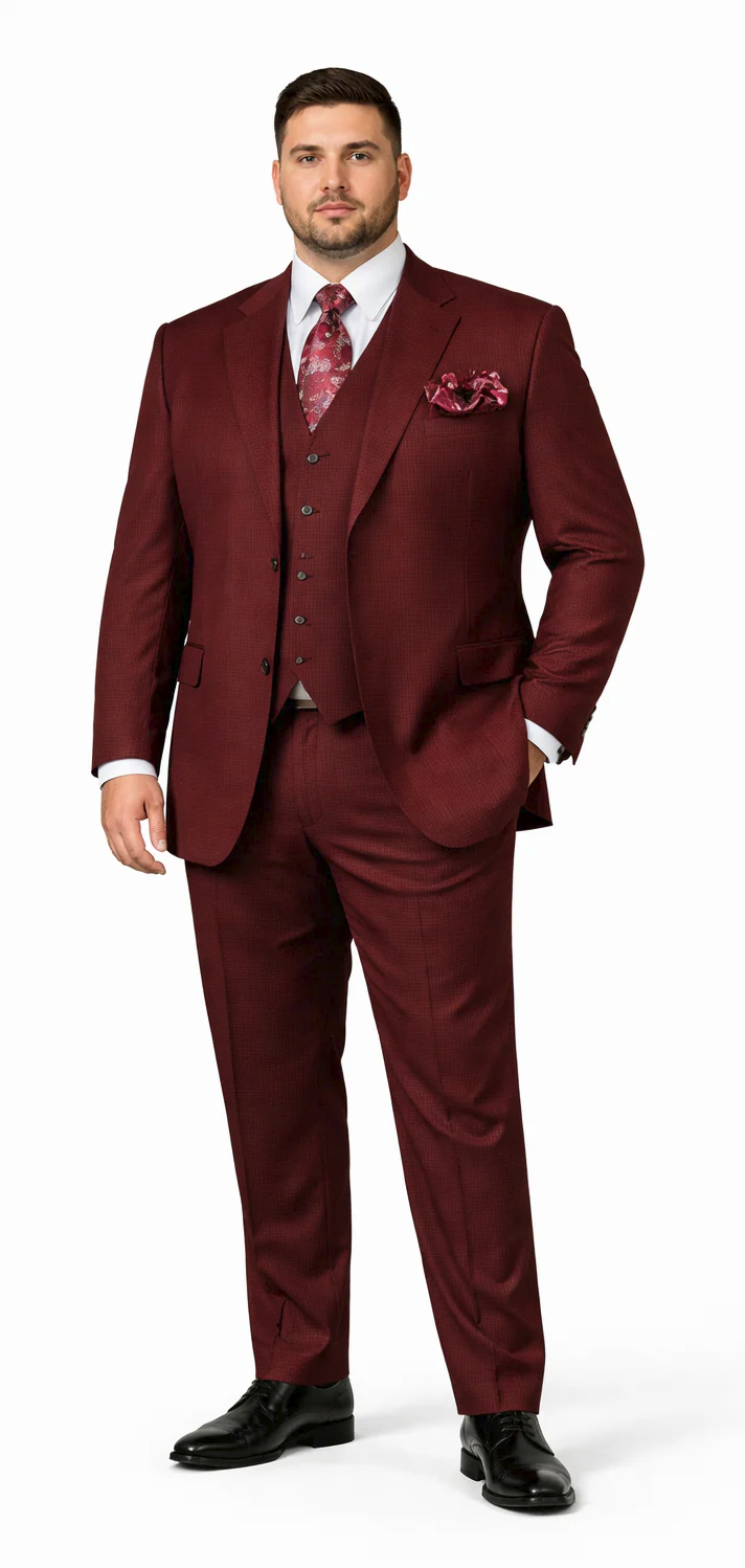 Rossiman Men's Burgundy Formal Suit