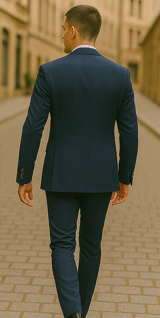 Rossiman Navy Classic Peak Lapel Suit & Vest