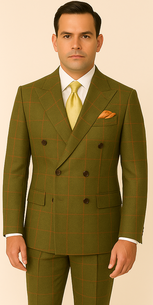 Rossiman Windowpane Double-Breasted Suit