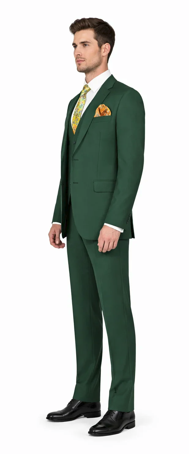 Rossiman Hunter Green Slim Fit 3-Piece Men's Suit