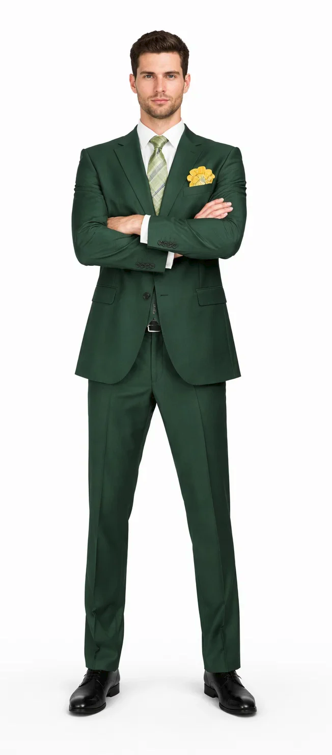 Rossiman Hunter Green Slim Fit 3-Piece Men's Suit