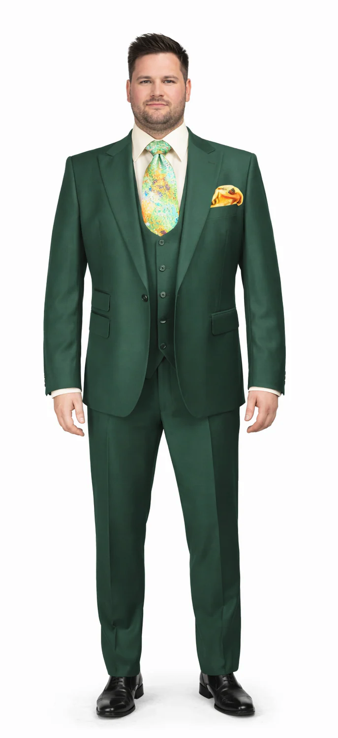 Rossiman Hunter Green Slim Fit 3-Piece Men's Suit