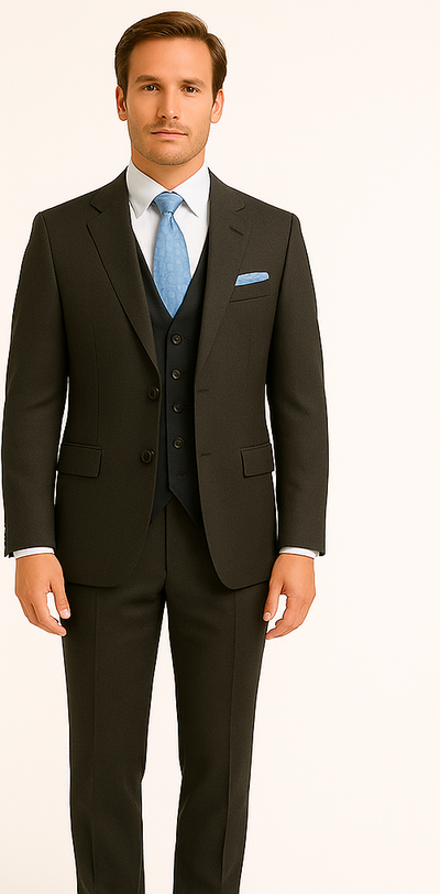 Rossiman Men's 3-Piece Dark Gray Slim Fit Suit