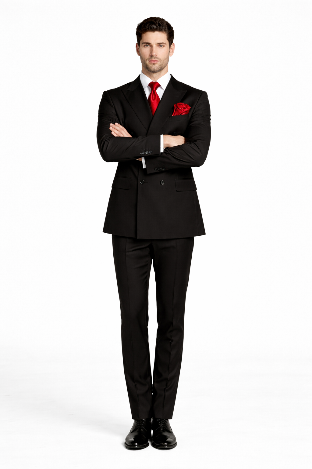 Rossiman Men's Black Slim Fit 3-Piece Suit