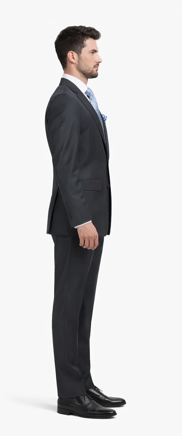 Rossiman Men's 3-Piece Dark Gray Slim Fit Suit