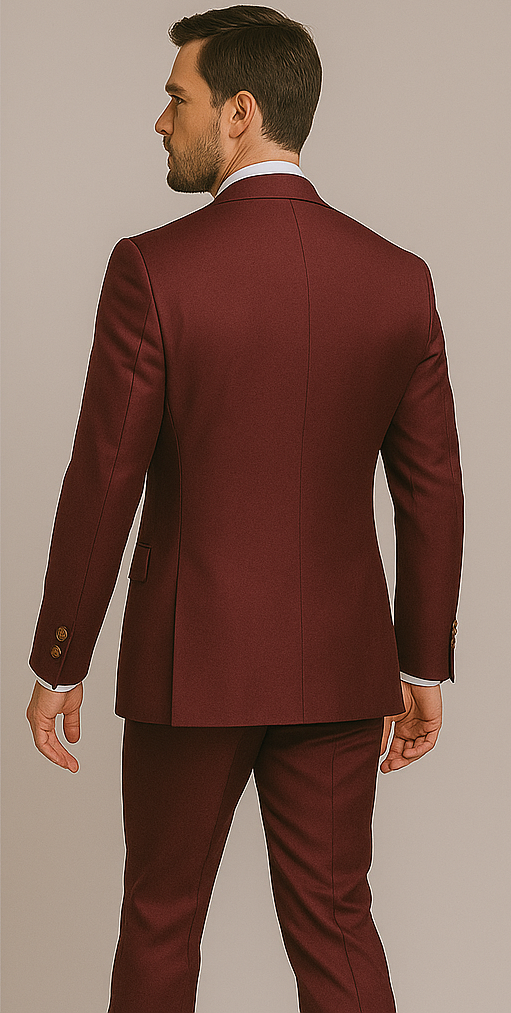 Burgundy Slim Fit Double-Breasted Suit by Rossiman