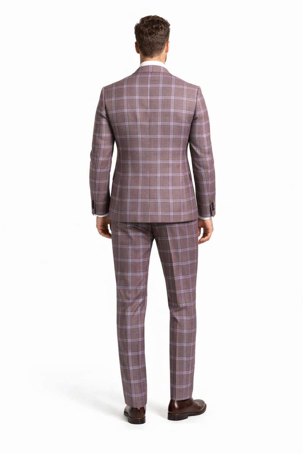 Rossiman Men’s Gray & Lavender Plaid Double-Breasted Suit