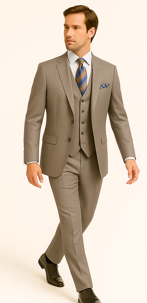 Rossiman Slim Fit Gray 3-Piece Suit for Men