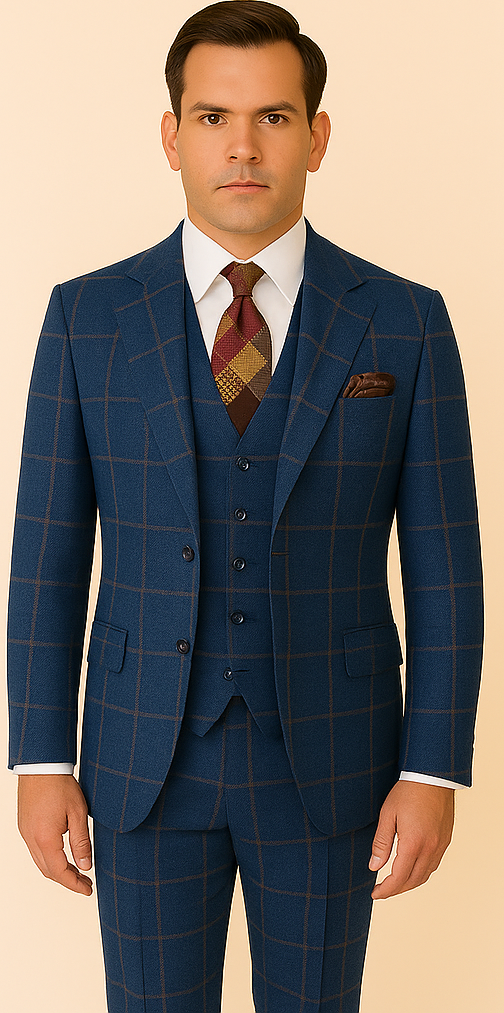Rossiman Double-Breasted Plaid Suit