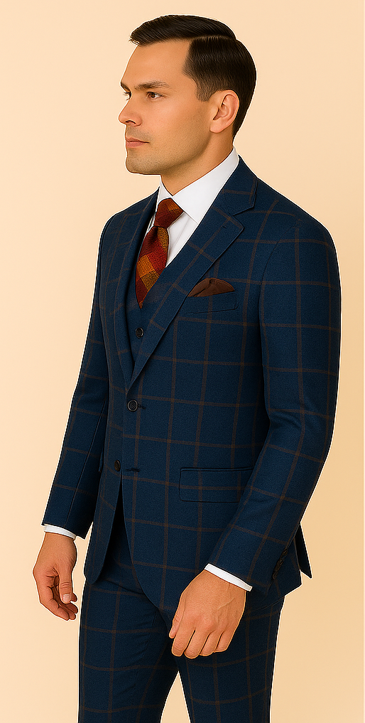 Rossiman Double-Breasted Plaid Suit