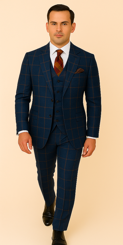 Rossiman Double-Breasted Plaid Suit