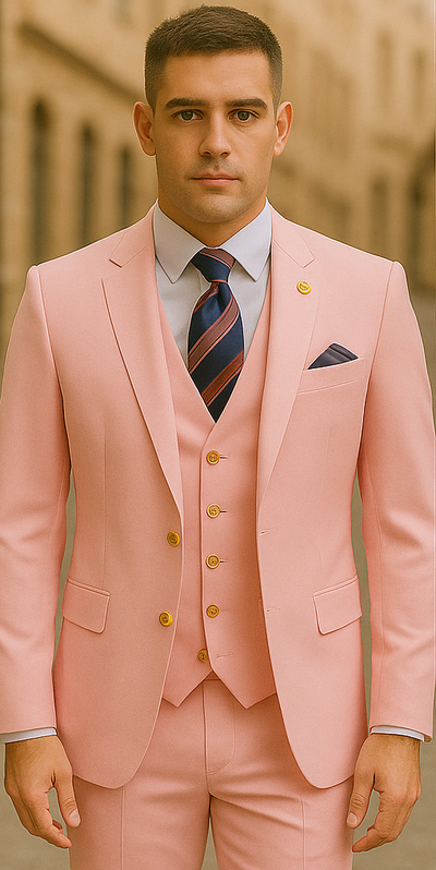 Rossiman Pink Suit with Double-Breasted Vest