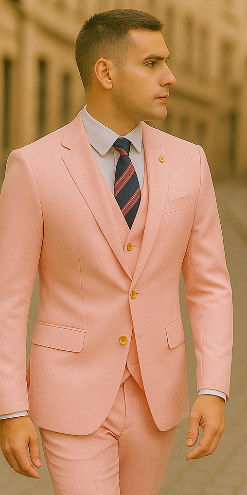 Rossiman Pink Suit with Double-Breasted Vest