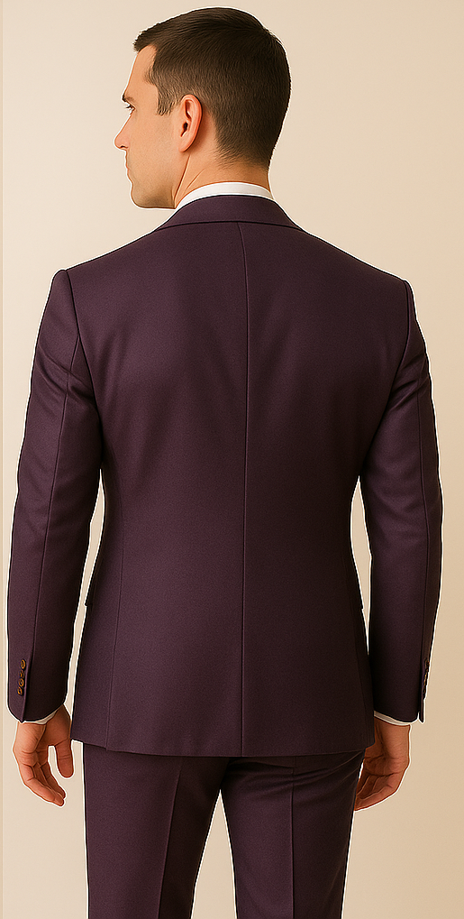 Plum Purple Double-Breasted Suit with Gold Buttons