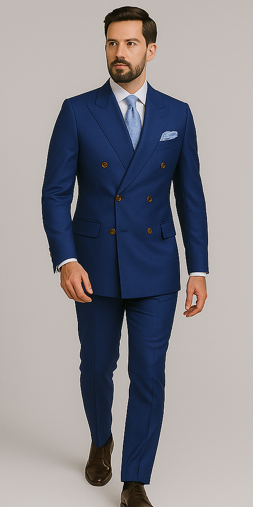 Rossiman Royal Blue Slim Double-Breasted Suit