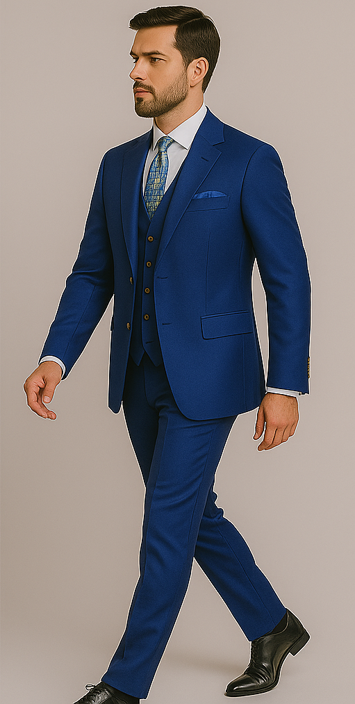 Rossiman Royal Blue Slim Fit Double-Breasted Suit