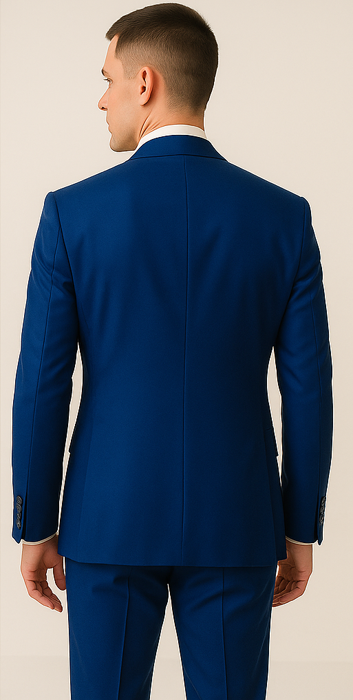 Rossiman Royal Blue Sateen Suit: Bold & Refined