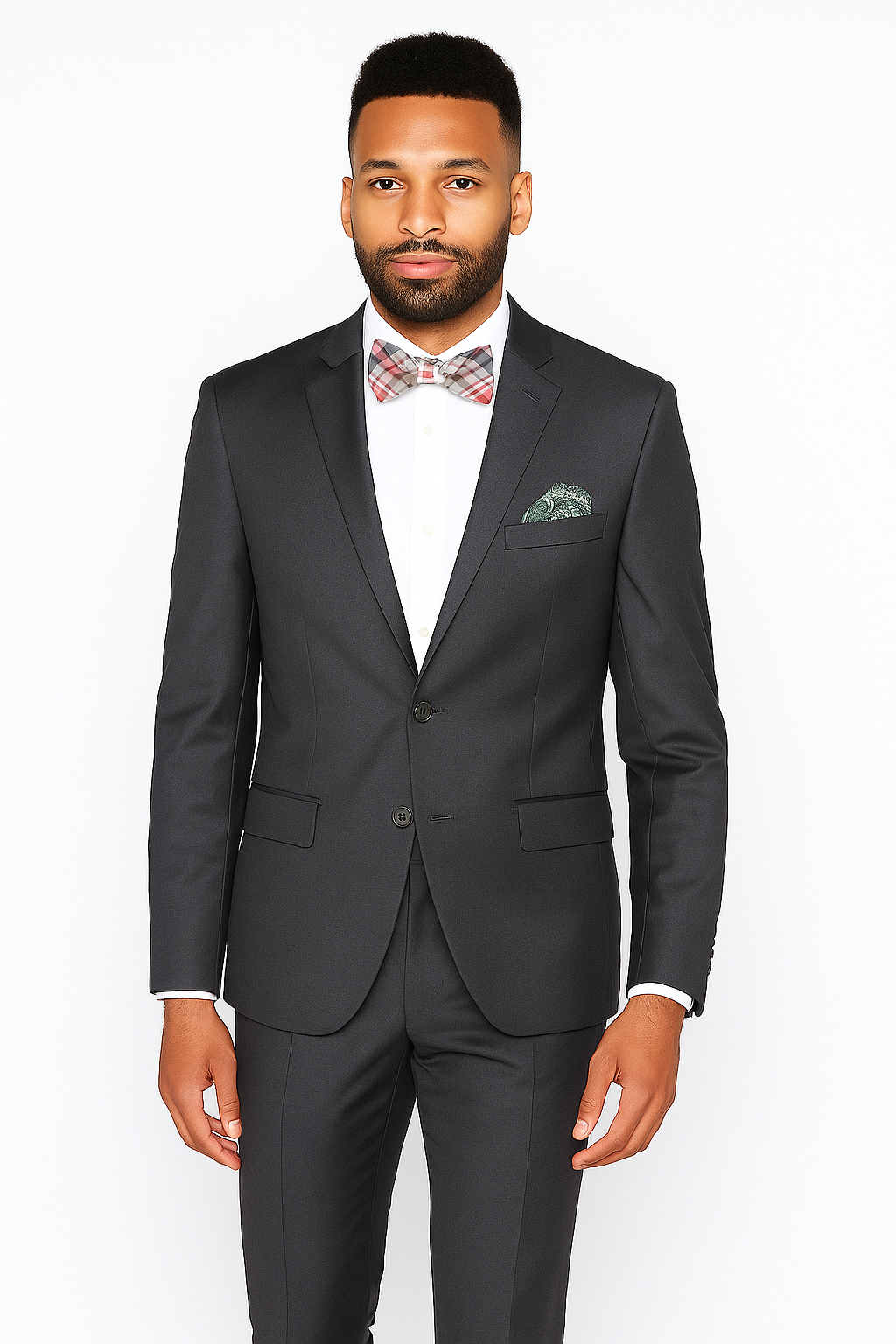 Men's Slim Gray Wool Suit - 1-Button Peak Lapel