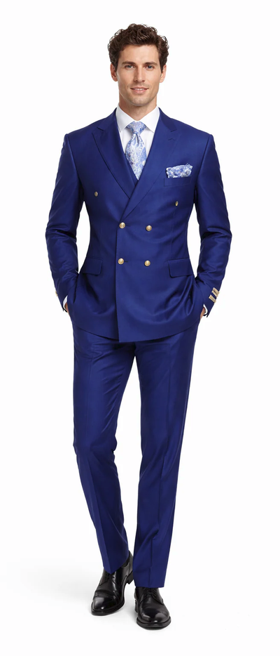 Rossiman Royal Blue Slim Double-Breasted Suit
