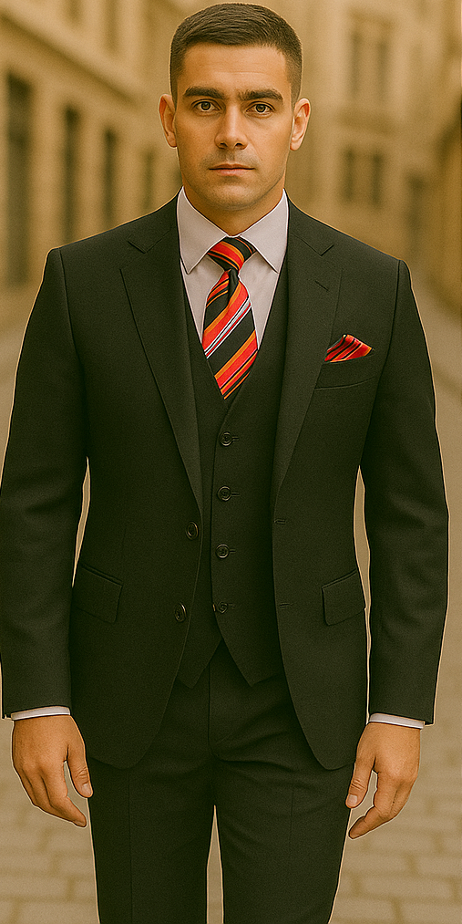 Rossiman Rossi Black Tailored Men's Dress Suit