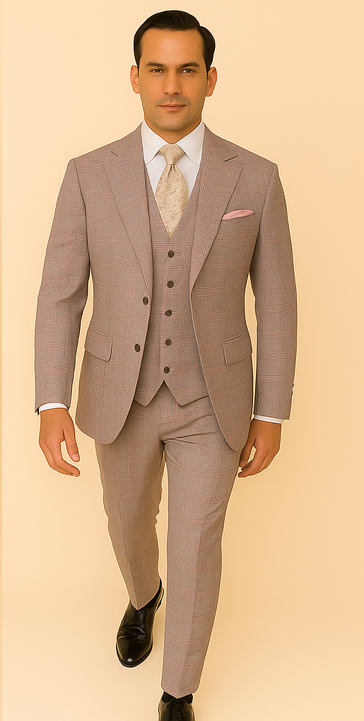 Rossiman Sharkskin Gray Double-Breasted Suit