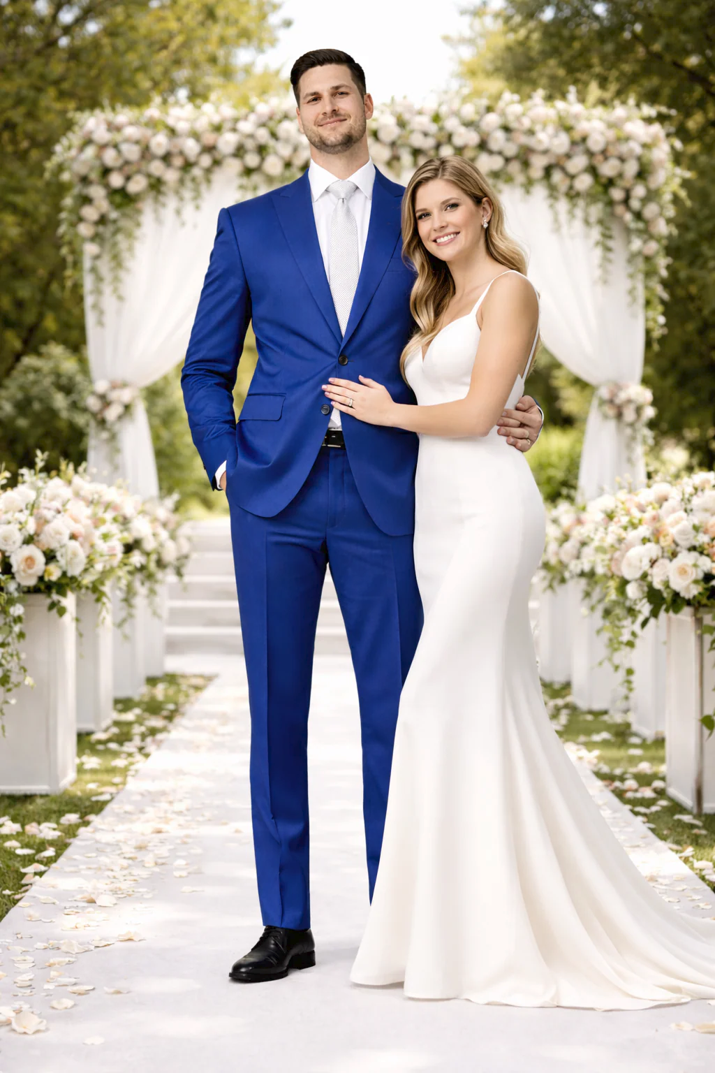 Rossiman Royal Blue Sateen Suit