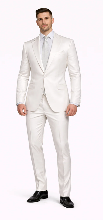 Rossiman White Sateen Suit by ROSSI MAN