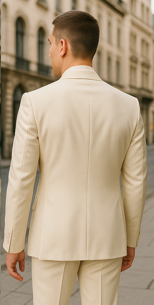 Rossiman White Sateen Suit - High-Shine Finish