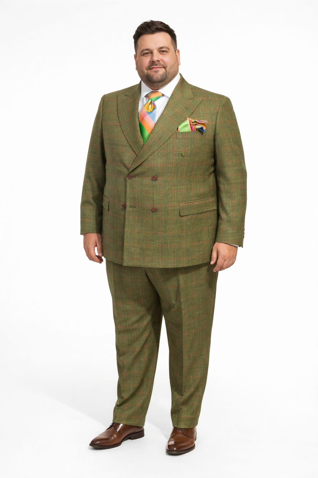 Rossiman Windowpane Double-Breasted Suit