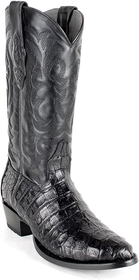 Original Black Caiman Belly Skin Round Toe Boot